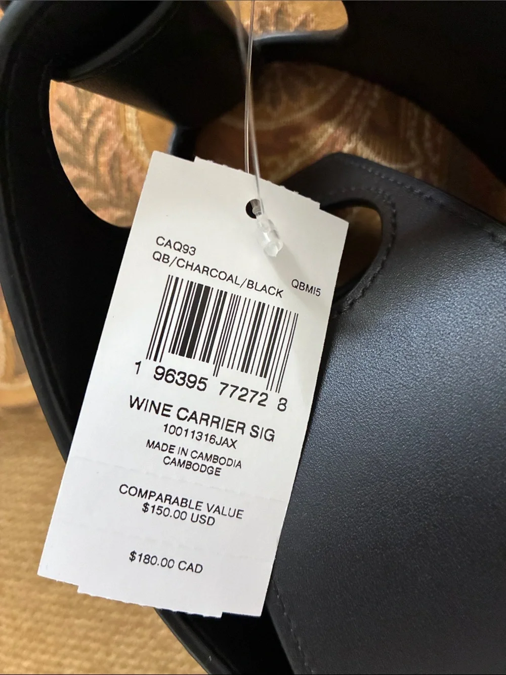Coach Signature Wine Bottle Carrier in Black/Charcoal Signature Canvas NWT